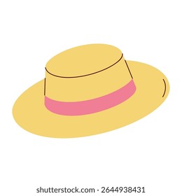 Flat Style Beach Hat Vector for Summer Vacations