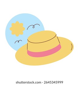 Flat Style Beach Hat Vector for Summer Vacations
