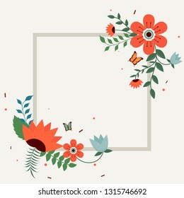 Flat style beautiful flower decorated background with space for your text.
