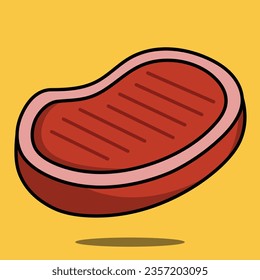 Flat style beef steaks cute cartoon food illustration