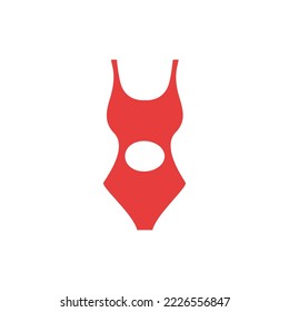 Flat Style Bikini Swimsuit Vector illustartion. Cartoon style Red Cross-ever Bikini Vector icon isolated on white background. Modern One Piece Style Bikini for women