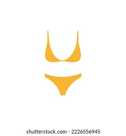 Flaches Bikini Swimsuit Vektorgrafik. Cartoon-Stil Gelbe Bikini Swimwear, Beachwear, Badeanzüge Vektorsymbol einzeln auf Hintergrund. Moderne Triangle Top Style Bikini für Frauen