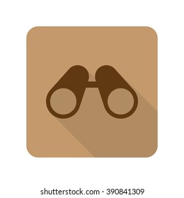 Flat style Binoculars web app icon on light brown background