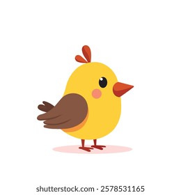 Flat style bird illustration with elegant curves and a balanced color palette, isolated for versatile graphic use.