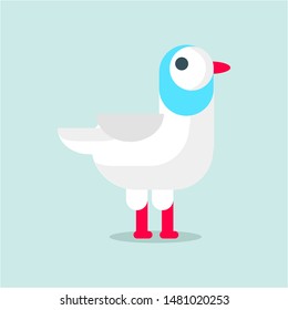 Flat style bird Seagull isolated on background.