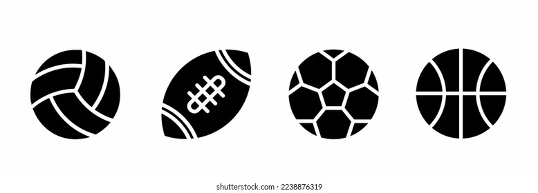 Colección de iconos de bola negra de estilo plano. Vector de material.