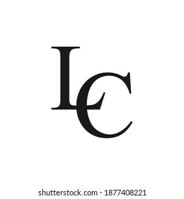 Diseño de letras LC en negro de estilo plano