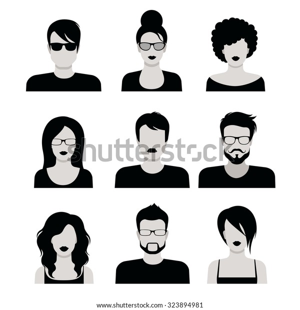 Flat Style Black White People Haircut Stock Vector Royalty Free