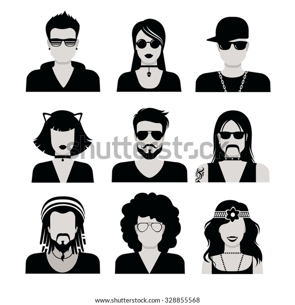Flat Style Black White People Haircut Stock Image Download Now
