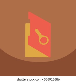 Flat style blank, realistic notepad, notebook isolated on colour square free blank with magnifier
