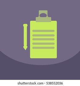 Flat style blank, realistic notepad, notebook isolated on colour square with pen