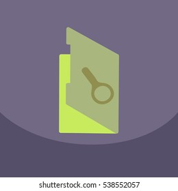 Flat style blank, realistic notepad, notebook isolated on colour square free blank with magnifier