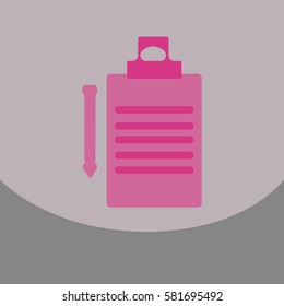 Flat style blank, realistic notepad, notebook isolated on colour square with pen