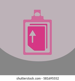 Flat style blank, realistic notepad, notebook isolated on colour square with Up arrow