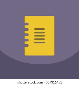 Flat style blank with spiral, realistic notepad, notebook isolated on colour square