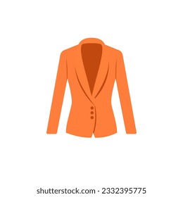 Flat style blazer clothes illustration, cartoon style orange blazer icon vector