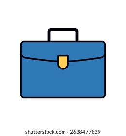 Flat style blue briefcase icon symbolizing business, office work, and corporate career on white background