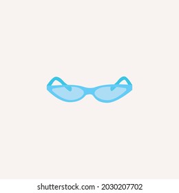 Flat Style Blue Cat Eyes Sunglasses Vector illustartion. Cartoon style Transparent Sunglasses flat vector icon isolated on white background. Trendy Unisex Sunglasses. Fashionable cat eye glasses