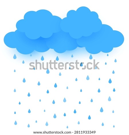 Flat style blue clouds with rainfall drops