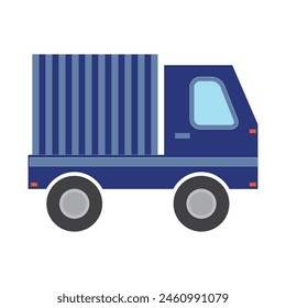 Flat Style Blue Delivery Truck Icon