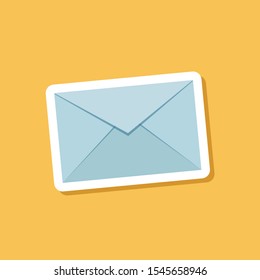 Flat style of blue letter sticker on yellow background.