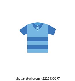 Ilustración vectorial de camisetas de polo azul de estilo plano. Estilo de caricatura simple icono vectorial de camiseta azul aislado en fondo blanco. Sencillo polo moderno Henley Shirt. Icono de símbolo de camiseta informal