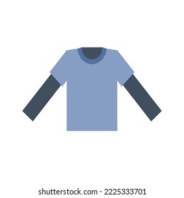 Ilustración vectorial de camisetas de polo azul de estilo plano. Estilo de caricatura simple icono vectorial de camiseta azul aislado en fondo blanco. Sencillo polo moderno Henley Shirt. Icono de símbolo de camiseta informal