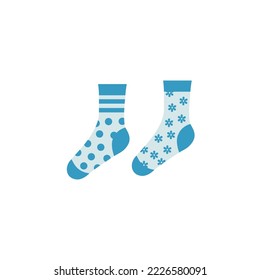 Flat Style Blue Socks Vector illustartion. Cartoon style Socks vector icon isolated on white background. Cute blue socks for boy 