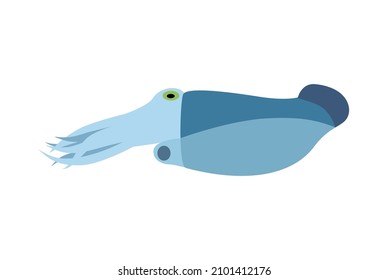 Flat style blue squid icon on white background vector illustration