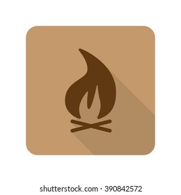 Flat style Bonfire web app icon on light brown background