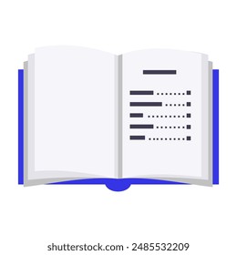 ilustración de libro de estilo plano, tabla de contenido del libro