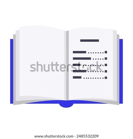 flat style book illustration, book table of contents