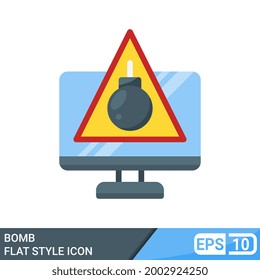 flat style boom icon with computer isolated on white background. EPS 10