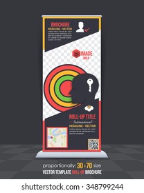 Flat Style Brainstorm Concept Business Roll-Up Banner, Advertising Vector Design