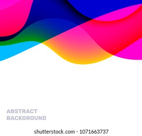 Flat style bright design for web, banner, presentation. Vector abstract creative illustration of colorful transparent business wave background with text
