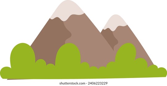 Flat style brown mountain peak day icon