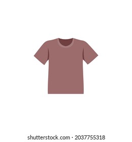 Flat Style Brown Round Neck T-shirt Vector illustration. Cartoon style simple Brown T-shirt vector icon isolated on white background. Modern Men Tee Trendy Shirt for men. Man  Clothes Symbol icon