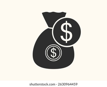 Icono de presupuesto de estilo plano en diseño de Vector simple, que muestra un documento con un signo de dólar. Perfecto para temas de finanzas, planificación y seguimiento de gastos.