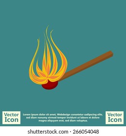 Flat style burning match icon