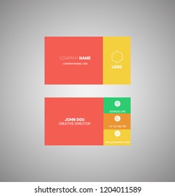 Flat style business card template. Modern design. Vector.