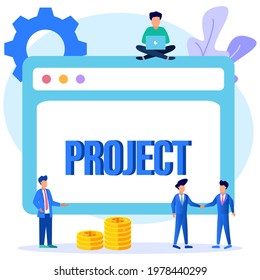 Flat style business concept vector illustration. teamwork on performance, cooperation within the company, management of capital investment. invest money in the project.