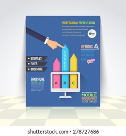 Flat Style Business Info graphics Template, Vector Design Flyer, Numbered Banner, Icon Elements, Corporate Brochure Template 