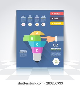 Flat Style Business Infographics Template, Vector Design Flyer, Numbered Banner, Icon Elements, Corporate Brochure Template 