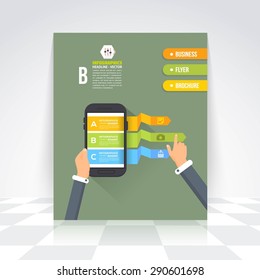 Flat Style Business Infographics Template, Vector Design Flyer, Numbered Banner, Icon Elements, Corporate Brochure Template 