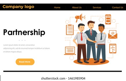 Flat style business people characters in workplace. website template  Businessmen and businesswomen at work place. - 