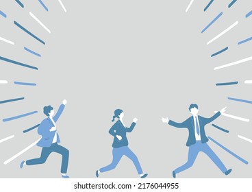 flat style business people and effect line