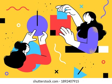 Flat style business people illustration. Coworkers characters communication. Casual business concept vector illustration