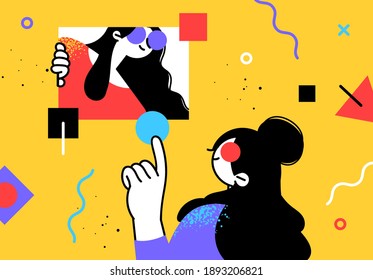 Flat style business people illustration. Coworkers characters communication. Casual business concept vector illustration