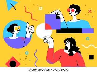 Flat Style Business People Illustration Coworkers Stock Vector (Royalty ...