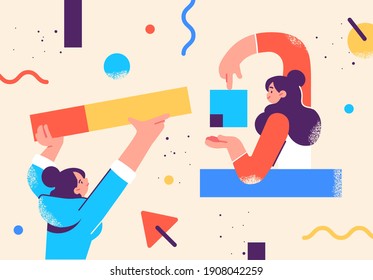 Flat style business people illustration. Coworkers characters communication. Casual business concept vector illustration